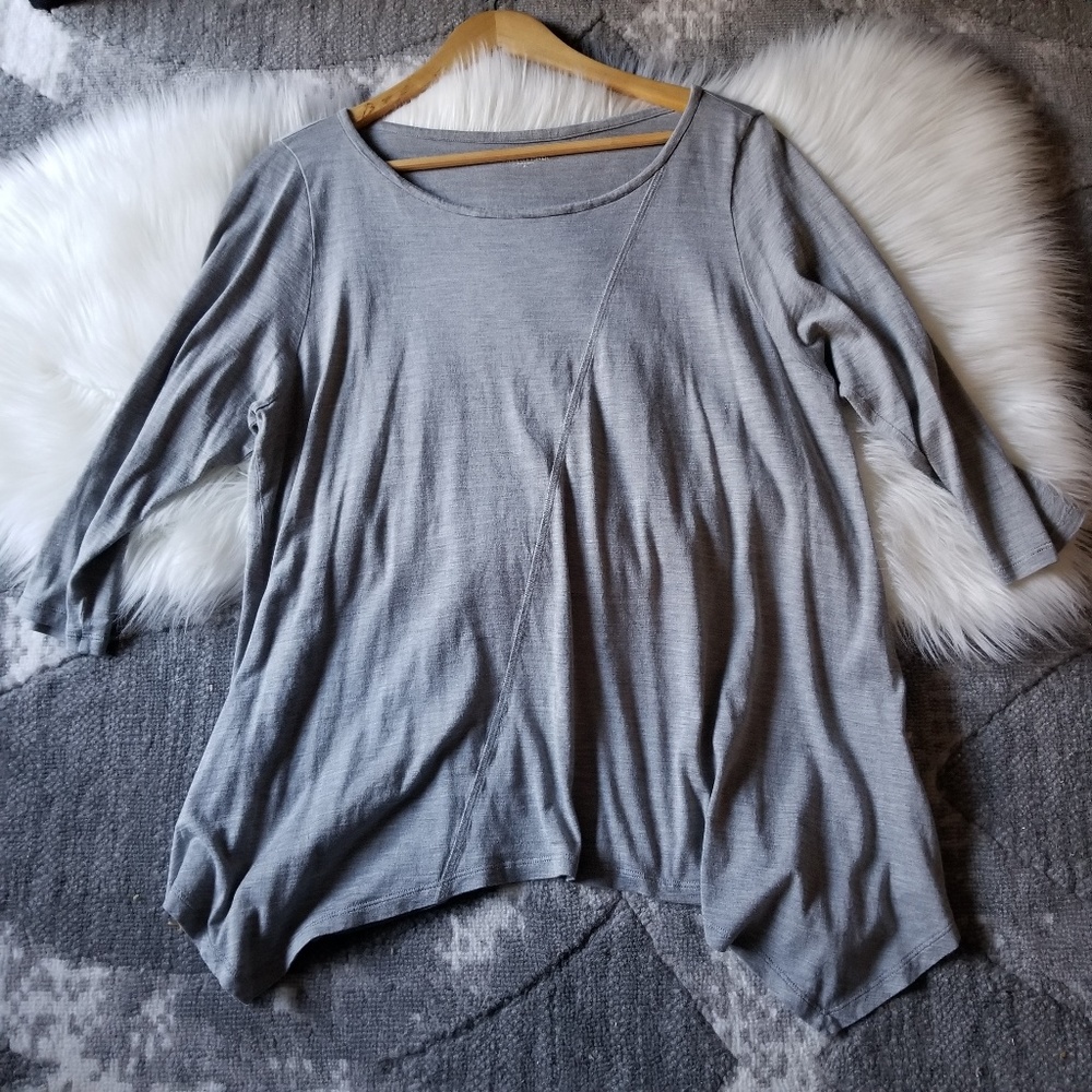 EILEEN FISHER SIZE XL GRAY BLOUSE TOP